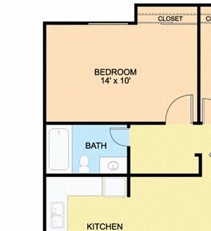 2 Bedroom Floor Plan 652 Square-Foot 2 Bedroom Floor Plan at River Pointe Apartments, ZPM, Fort Washington, MD